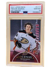 2021-22 Upper Deck Series 1 Canvas Young Guns Trevor Zegras #C117 Rookie Card. rookie card picture