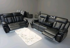 Sevilla 3+2 Elec Recliner Sofa Set. USB, Cupholders, LED ( Black, Grey or Brown)