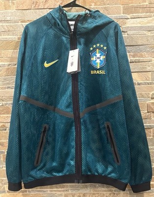 Nike Dri-FIT Brazil Soccer Anthem Oversized Mesh Hooded Jacket IH1757-369 Sz L