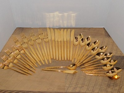 Royal Hall Gold Plated Stainless Flatware 42-pc Service for 8