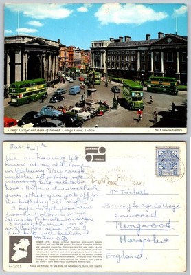 Vintage DUBLIN Trinity College College Green Ireland Postcard John Hinde c1960s