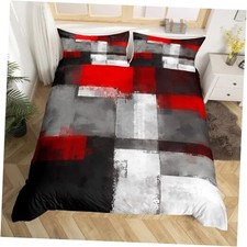 Geometric Graffiti Duvet Cover Set King Size,Red Grey King 104"x90" Multi 14