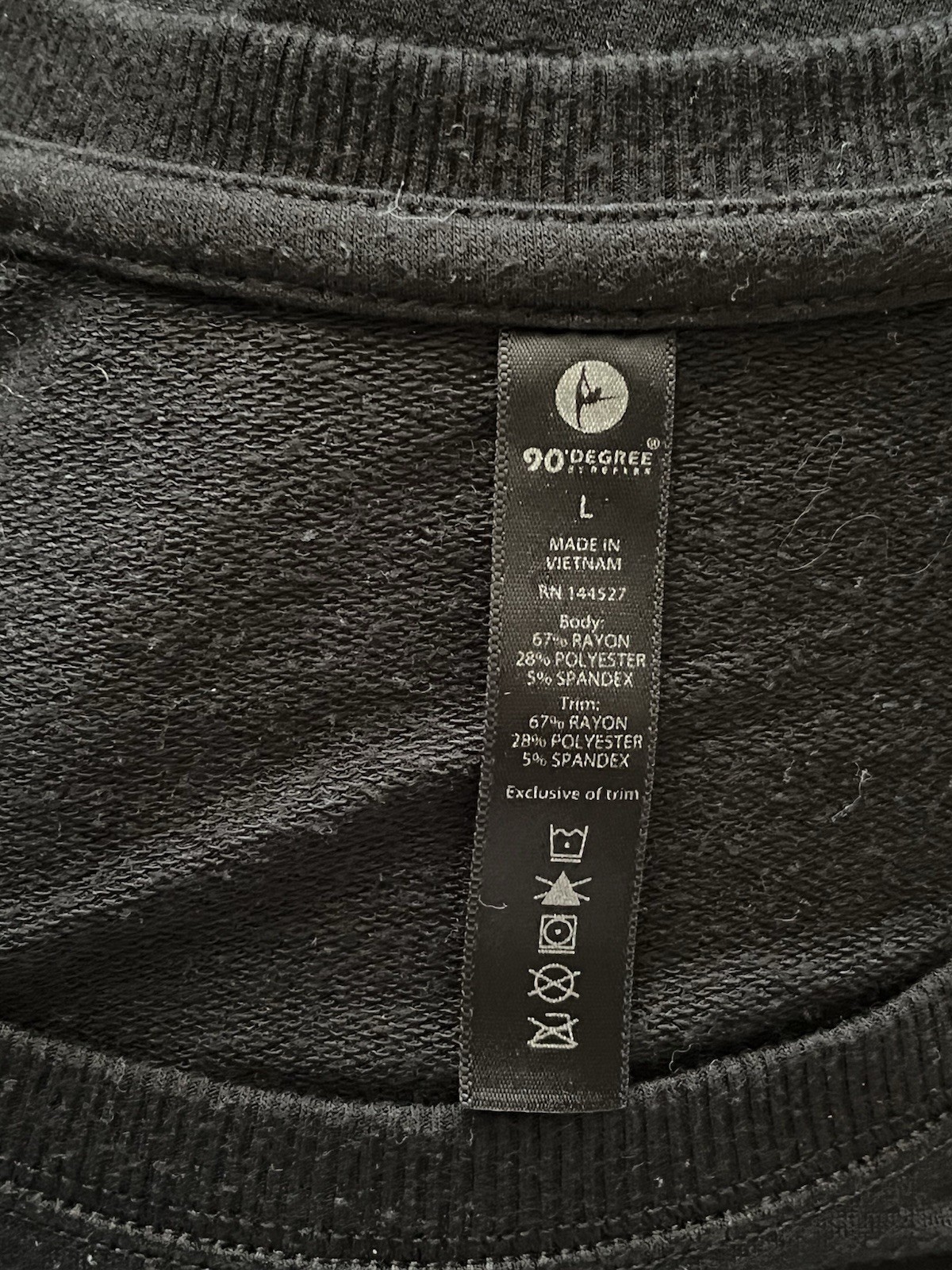 90 Degree by Reflex Women’s Black Long Sleeve Shirt Size L Stretch