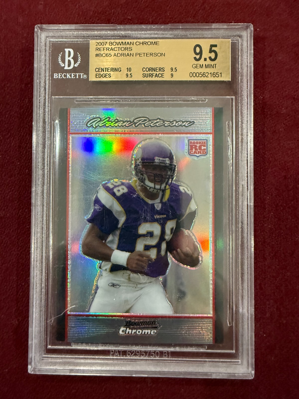 Adrian Peterson 2007 Bowman Chrome Refractor Rookie Card RC BGS 9.5 Gem Mt