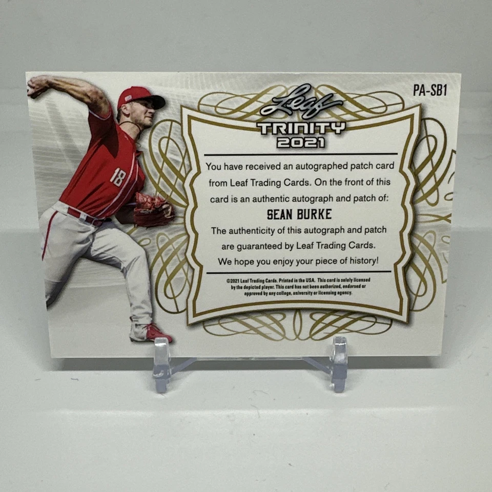 2021 Leaf Trinity SEAN BURKE RC Player-Worn Button Jersey Patch AUTO /25 - Image 2 of 2