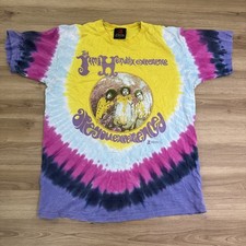 Vintage Jimi Hendrix Shirt Mens Large Yellow Tie Dye Are You Experienced 2002