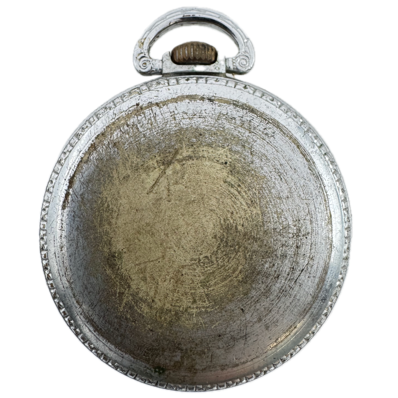Antique 16s Keystone Open Face Chrome Pocket Watch Case Engraved USA