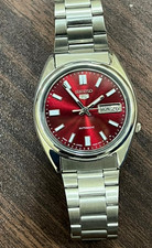Seiko 5 Automatic Chery Red ??Dial Mens Watch Japan Made 7009