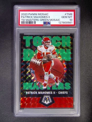 2020 Panini Mosaic Patrick Mahomes II TD Masters Green PSA 10