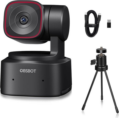 OBSBOT Tiny 2 Lite Webcam 4K PTZ mit KI-Tracking, 1080P@60fps, Schwarz, 370g