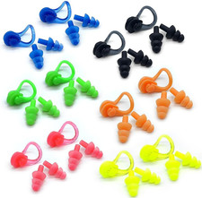12 Sets Swimming Ear Plugs Nose Clips - Reusable Earplugs Nose Plugs - Comfortab
