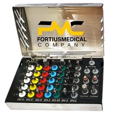 Dental Implant 35 Integral Stopper Drills with Drivers and Key Complete Kit 43PC