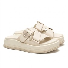 Chaco Townes Midform Slide Sandals Women  s 9 Angora Cream White Leather