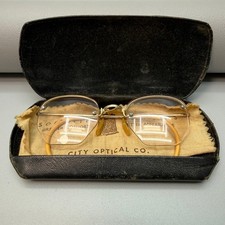 Vintage Gold Filled Wire Frame Bifocal Glasses with Case and Cloth Signed