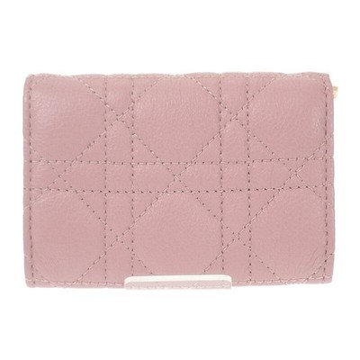 Christian Dior Glycine Wallet Bi-fold Wallet Calfskin Pink Women's