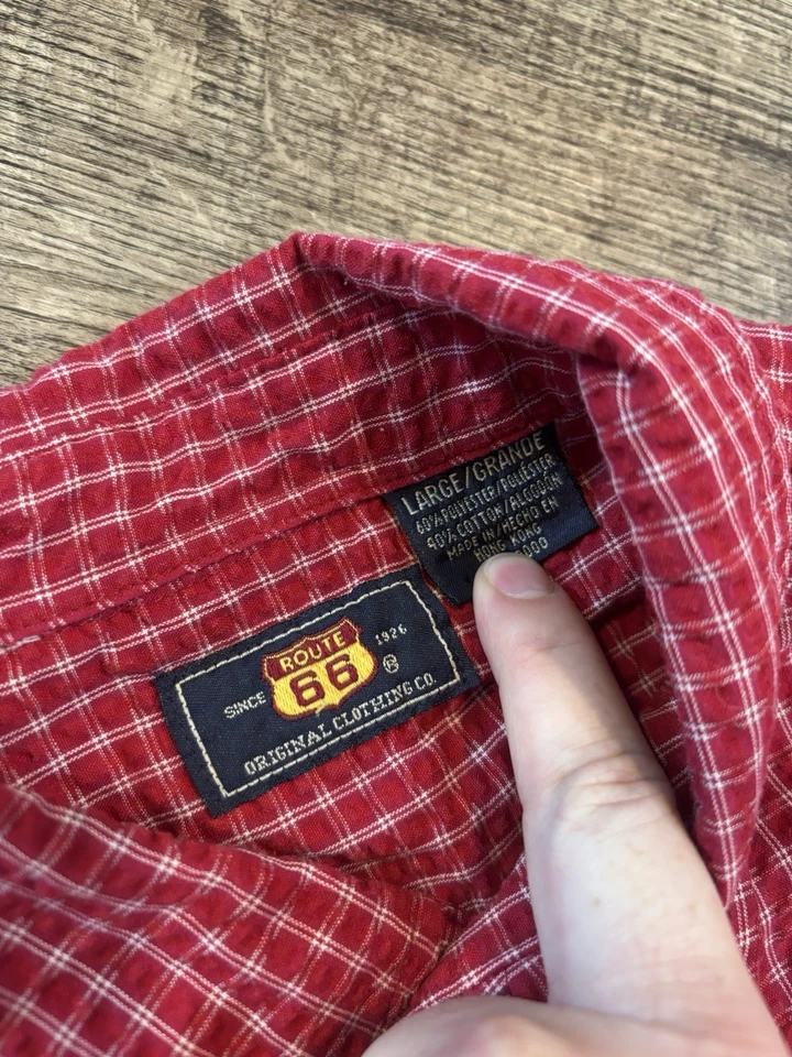 3x Camisas Seersucker Route 66 Para Hombre Grandes Rayas Manga Corta Botón Cómodas Foto 4 de 4