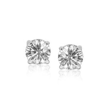 14k White Gold Round CZ Stud Earrings 8mm