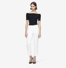 Alexander McQueen Women's White Crepe Cigarette Trousers Pants EU 42/US 6 $990