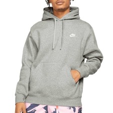 NIKE Heather Gray Sportswear Club Fleece Pullover Hoodie Lounge Sweatshirt Small