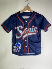 Sega Sonic the Hedgehog Baseball Jersey Shirt Top Button Up Boys Size 10-12