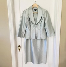 ADRIANNA PAPELL SILK OCCASION FORMAL beaded Dress JACKET WEDDING MOB size 10
