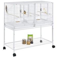 Cockatiel Cages Rolling Bird Stackable Divided Breeder Cage Small Birds White US
