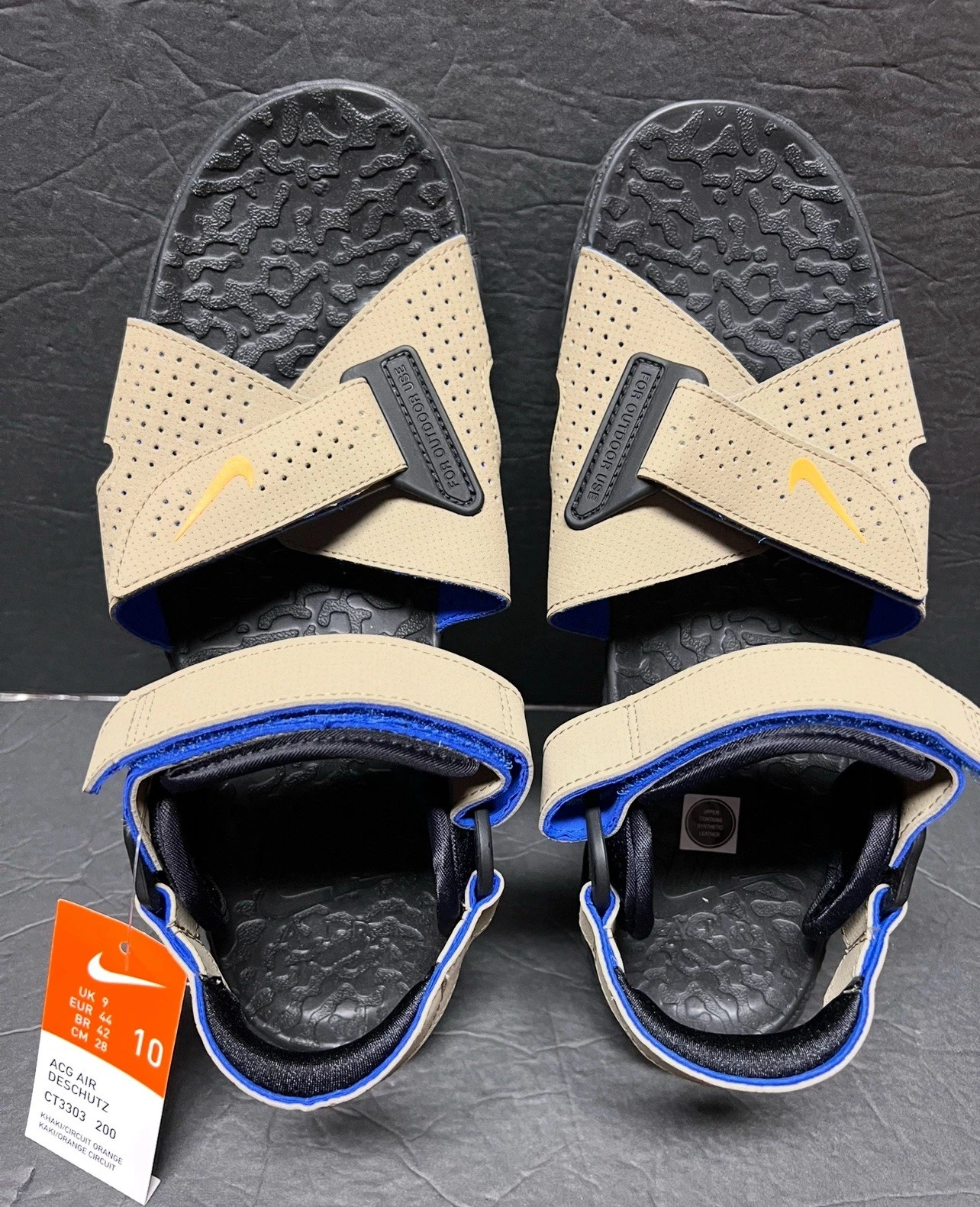 Taglia 10 SANDALI NIKE UOMO ACG AIR DESCHUTZ [CT3303 200] KAKI CIRCIT ARANCIONE NUOVI CON ETICHETTE