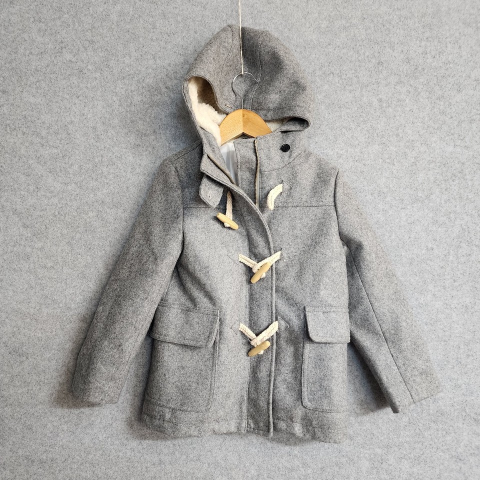 Indie Girls Coat Jacket Size 6 Grey Wool Blend Hood Winter Warm