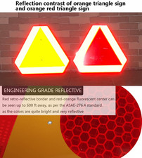 Orange Slow Moving Vehicle Sign, SMV Reflective Triangle, 14x16 Aluminum Re...
