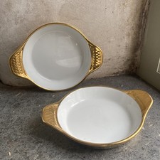 2 x Royal Worcester Gold Lustre Ware oven gratin dish, a pair , shape 41 size 5 