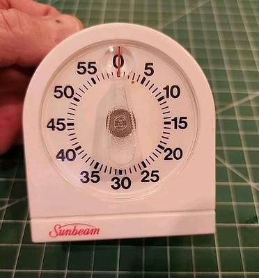 SUNBEAM KITCHEN TIMER 1 to 60 MINUTE TURN KNOB SINGLE BELL RINGS AT ZERO - cf
