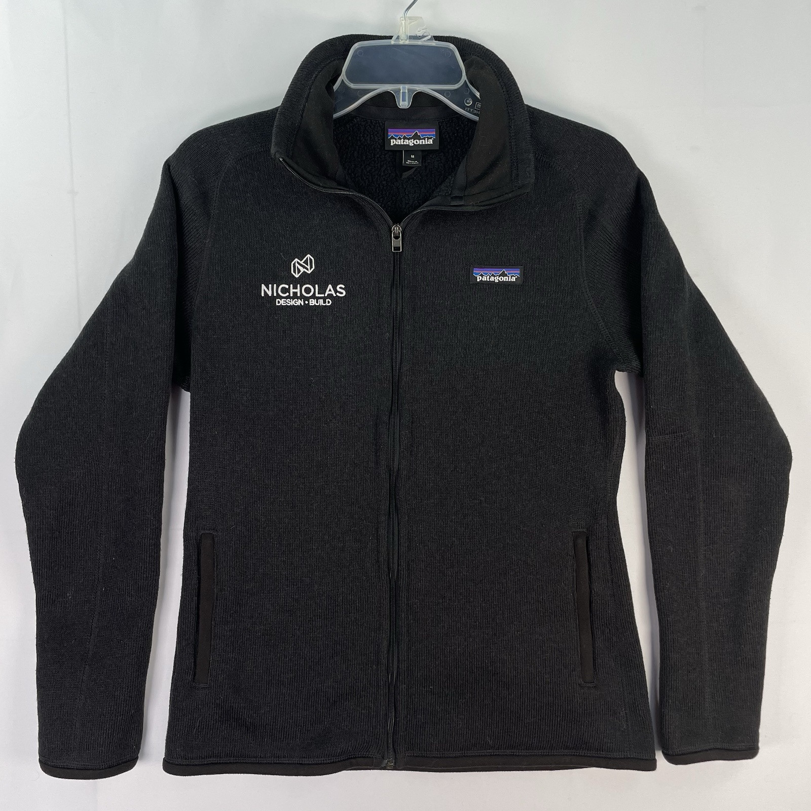 Patagonia Womens Medium Full Zip Black Fleece Knit Pocket Jacket Better Sweater