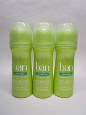 3 Ban Antiperspirant Deodorant Invisible Roll-On Unscented Each 3.5 oz 10/2028