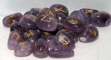 Amethyst Rune Stones Elder Futhark Engraved Gemstones 1/2" Divination Gaming