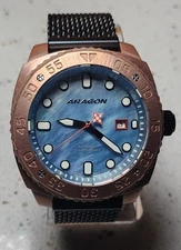 Aragon Parma 2 Bronze 45 mm Watch - ETA 2824 - Mesh Bracelet AND Leather Straps