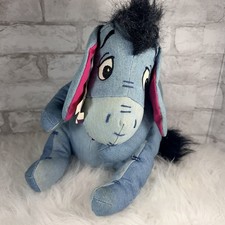 Disney Store 12" Eeyore Stuffed Animal Plush Detachable Tail Tag Denim Eyes