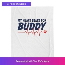 Custom Yorkshire Terrier Yorkie Paw Print Heartbeat Blanket Personalized