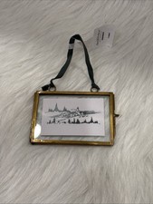 Hearth  Hand Brass and Glass Landscape Frame Ornament -New with Tags