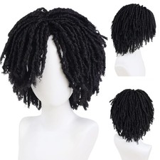 Realistic Men's Dreadlock Wig Black Curly Short Braided Rasta Style 20-22.5 Inch