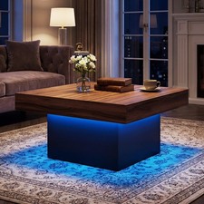Square Center Table with LED Lights Coffee Table