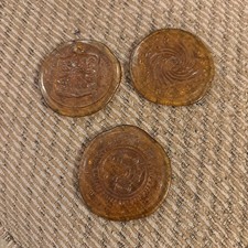 3-Vintage Wheaton Amber Glass Sun Catcher, See Pics