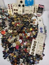 Lot Of 100 Vintage Unique Buttons Mix Metal Plastic Large Small Gorgeous Antique