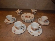 Vtg 15 Piece Porcelain Germany Kids Tea Set Dishes Pot Cup Saucer Plate Cat