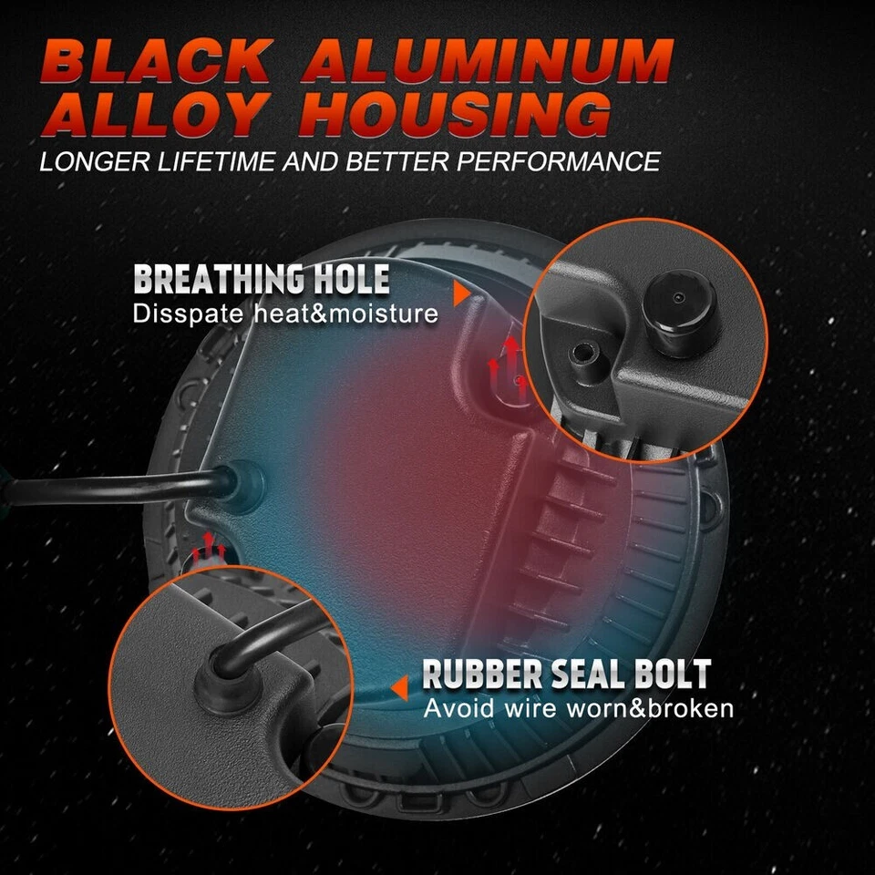 E24 E-geprüft 7 Zoll LED Scheinwerfer Rund Schwarz für Classic Mini Austin Rover - Bild 4 von 4