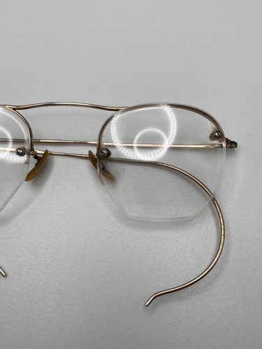 ANTIQUE RIMLESS EYE GLASSES 1/10 12K GF FANCY W Red Case - 第 3/6 張圖片