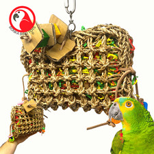 2909 Large Seagrass Purse Natural Foraging Chew Parrot Bird Toy African Grey