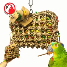 2909 Large Seagrass Purse Natural Foraging Chew Parrot Bird Toy African Grey