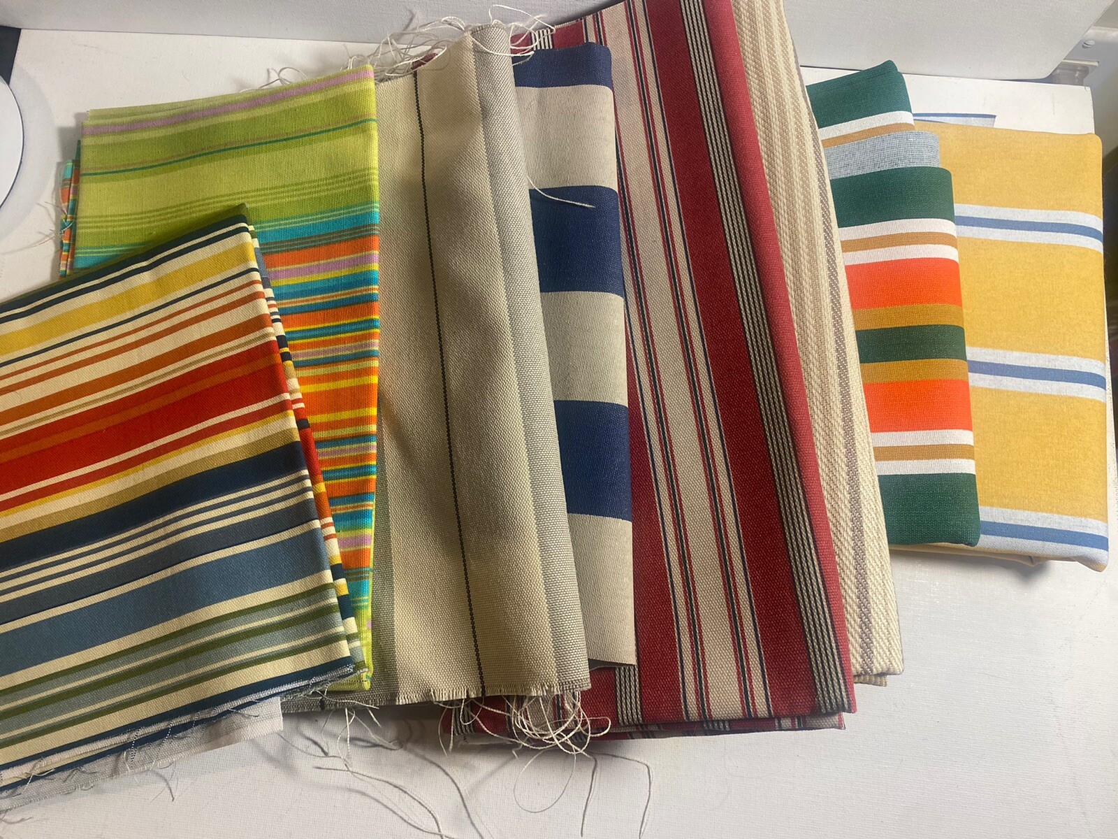 Lot Of Various Outdoor Fabric Remnants , Large Enough For Cushions