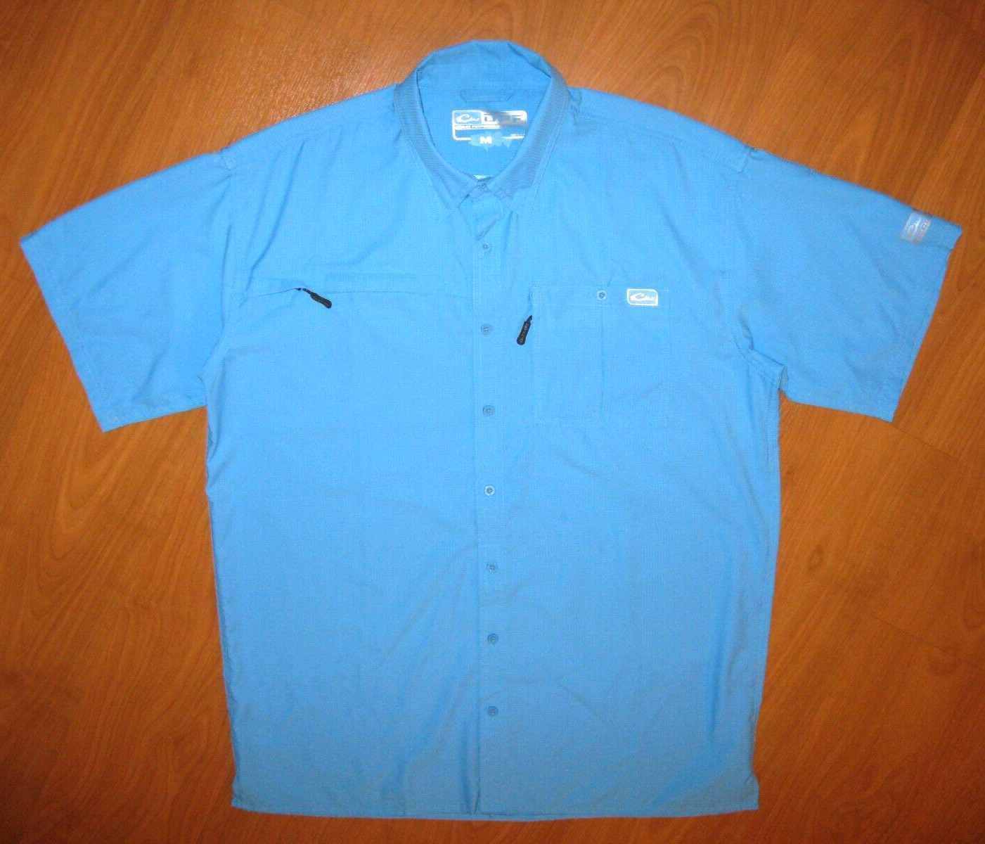 DPF Drake Performance Men's Size M Medium Blue S/S Ventilated Fishing Shirt