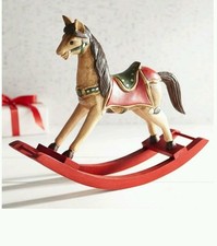 Pier 1 Hand Carved 14" Solid Wood Hand Painted Rocking Horse NEW